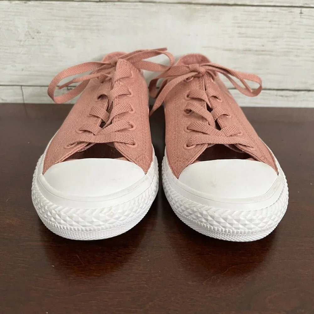 Converse All Star Junior Girls Metallic Sparkle Sneaker Shoes Size 2 Pink MINT